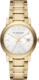 Burberry The City Silver Dial Gold Steel Strap Unisex Watch - BU9003