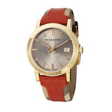 Burberry The City Gold Dial Orange Leather Strap Watch for Women - BU9016