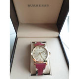 Burberry The City Gold Dial Orange Leather Strap Watch for Women - BU9017