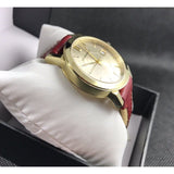 Burberry The City Gold Dial Orange Leather Strap Watch for Women - BU9017