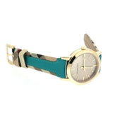 Burberry The City Gold Dial Blue Leather Strap Watch for Women - BU9018