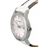 Burberry The City Silver Dial White Leather Strap Watch for Women - BU9019