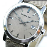 Burberry The City Nova Beige Dial Grey Leather Strap Watch for Women - BU9023