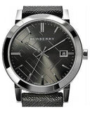 Burberry Heritage Grey Dial Black Leather Strap Watch for Men - BU9024