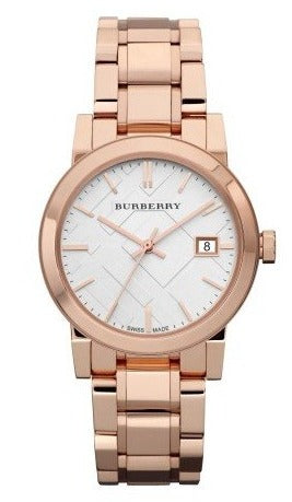 Burberry The City White Dial Rose Gold Steel Strap Watch for Women - BU9104