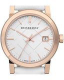 Burberry The City White Dial White Leather Strap Watch for Women - BU9012