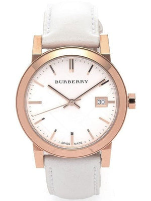 Burberry The City White Dial White Leather Strap Watch for Women - BU9108