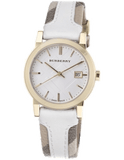 Burberry The City White Dial White Leather Strap Watch for Women - BU9110