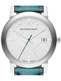 Burberry White Dial Turquoise Leather Strap Watch for Women - BU9120