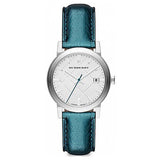 Burberry White Dial Turquoise Leather Strap Watch for Women - BU9120