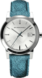 Burberry White Dial Turquoise Leather Strap Watch for Women - BU9120