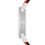 Burberry The City Silver Dial Orange Leather Strap Watch for Women - BU9121