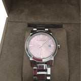 Burberry The City Pink Dial Silver Steel Strap Watch for Women - BU9124