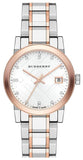 Burberry The City Diamonds White Dial Two Tone Steel Strap Watch for Women - BU9127