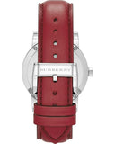 Burberry The City Silver Dial Red Leather Strap Watch for Women - BU9129