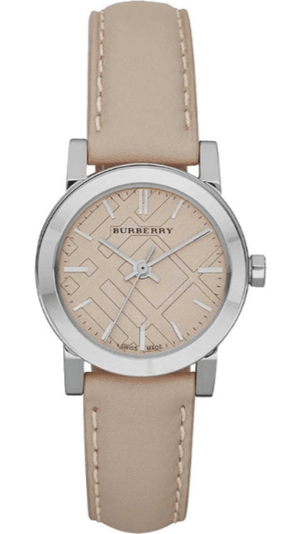 Burberry The City Beige Dial Beige Leather Strap Watch for Women - BU9207