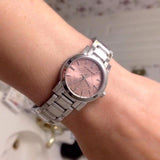 Burberry The City Diamonds Pink Dial Silver Steel Strap Watch for Women - BU9223