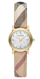 Burberry The City Diamonds Mother of Pearl Dial Brown Leather Strap Watch for Women - BU9226