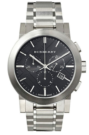 Burberry The City Black Dial Silver Steel Strap Watch for Men - BU9351