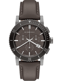 Burberry The City Chronograph Ion Plated Grey Dial Grey Leather Strap Watch for Men - BU9384