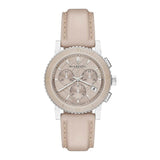 Burberry The City Chronograph Rose Gold Dial Beige Leather Strap Watch For Women - BU9702