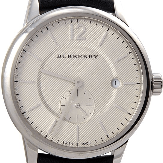 Burberry Classic Round Cream Dial Black Leather Strap Watch for Men - BU10008