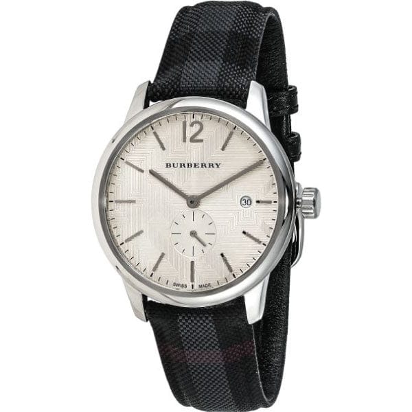 Burberry Classic Round Cream Dial Black Leather Strap Watch for Men - BU10008