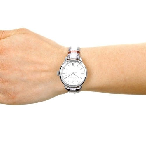 Burberry Classic Stone Silver Dial Horseberry Black Leather Strap Watch for Women - BU10103