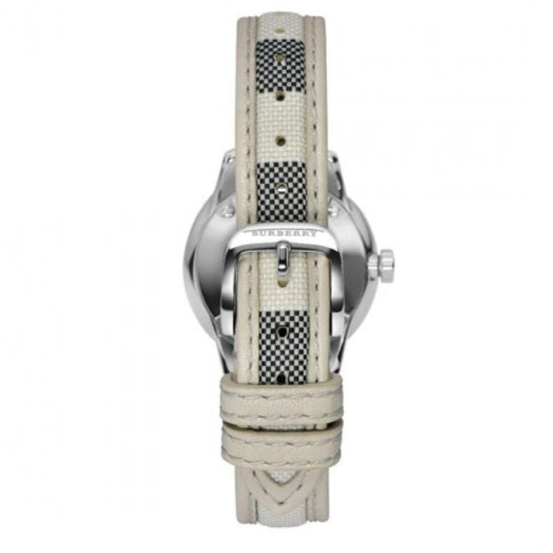Burberry Classic Stone Silver Dial Horseberry Black Leather Strap Watch for Women - BU10103