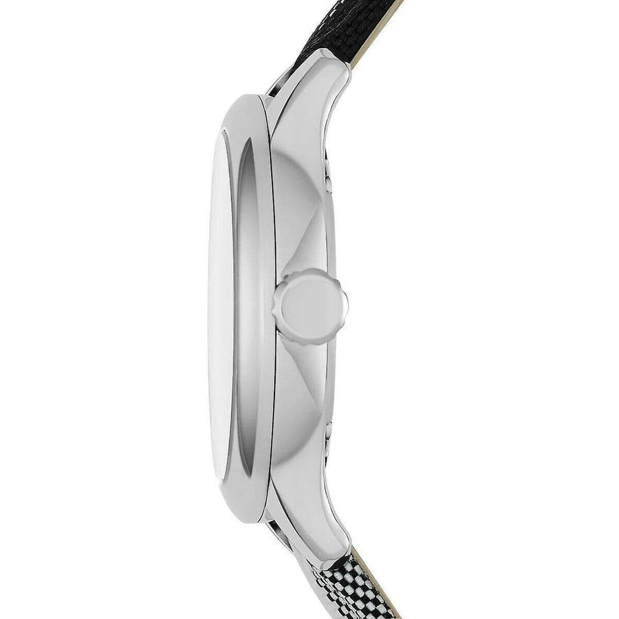 Burberry Classic Stone Silver Dial Horseberry Black Leather Strap Watch for Women - BU10103