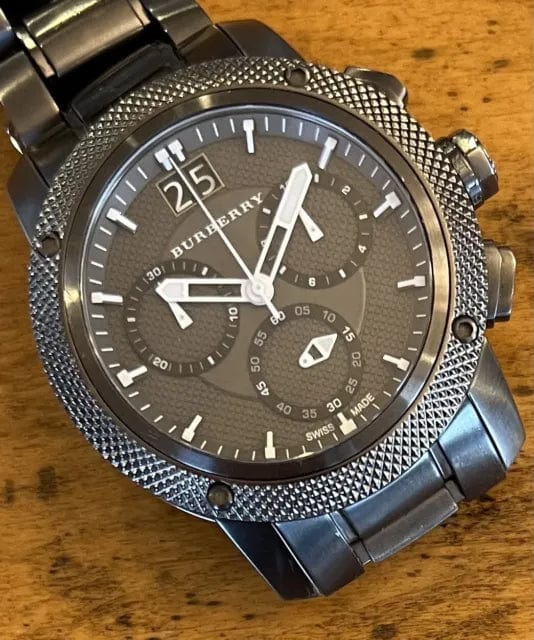 Burberry Endurance Chronograph Quartz Black Dial Black Steel Strap Watch For Men - BU9801