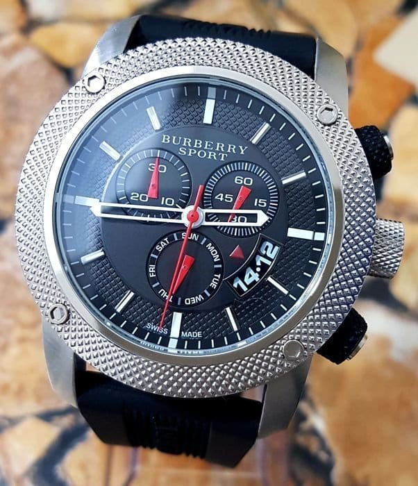 Burberry Endurance Sport Chronograph Black Dial Black Rubber Strap Watch for Men - BU7700