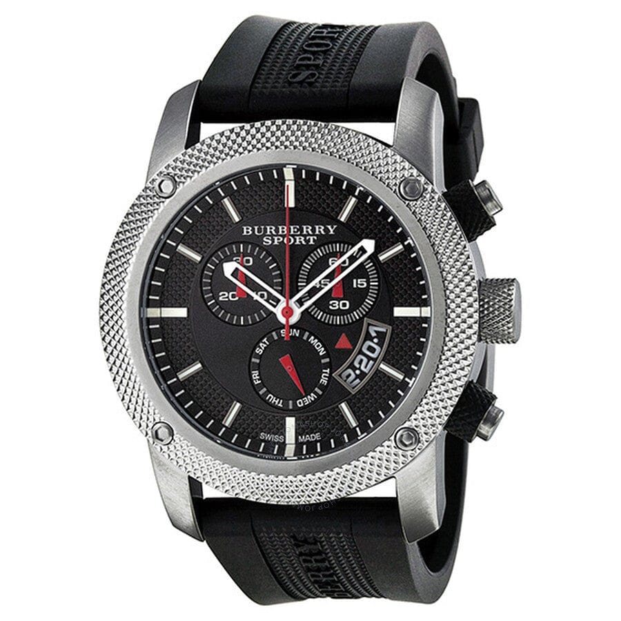 Burberry Endurance Sport Chronograph Black Dial Black Rubber Strap Watch for Men - BU7700
