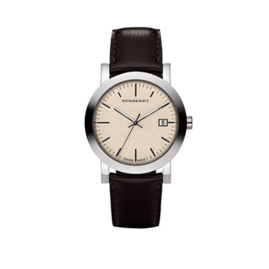 Burberry Heritage Beige Dial Brown Leather Strap Watch for Men - BU1777