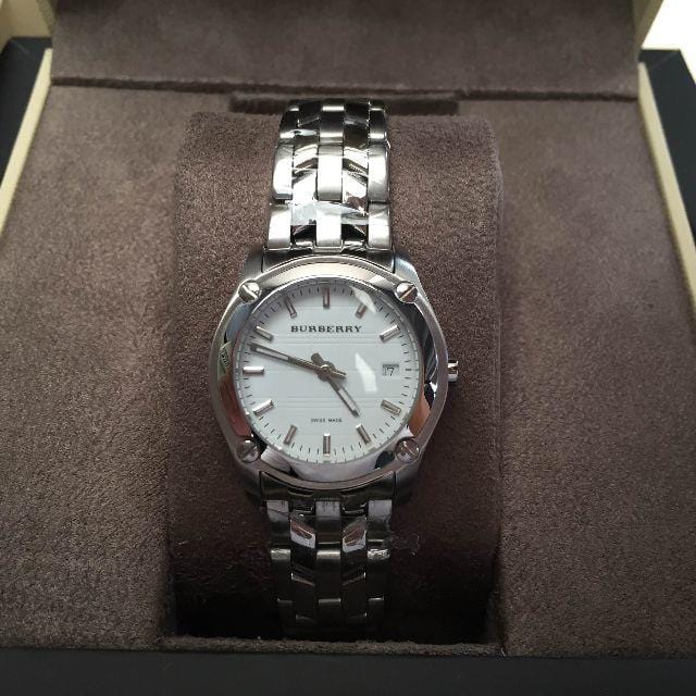 Burberry Heritage Check White Dial Silver Steel Strap Watch for Women - BU1853