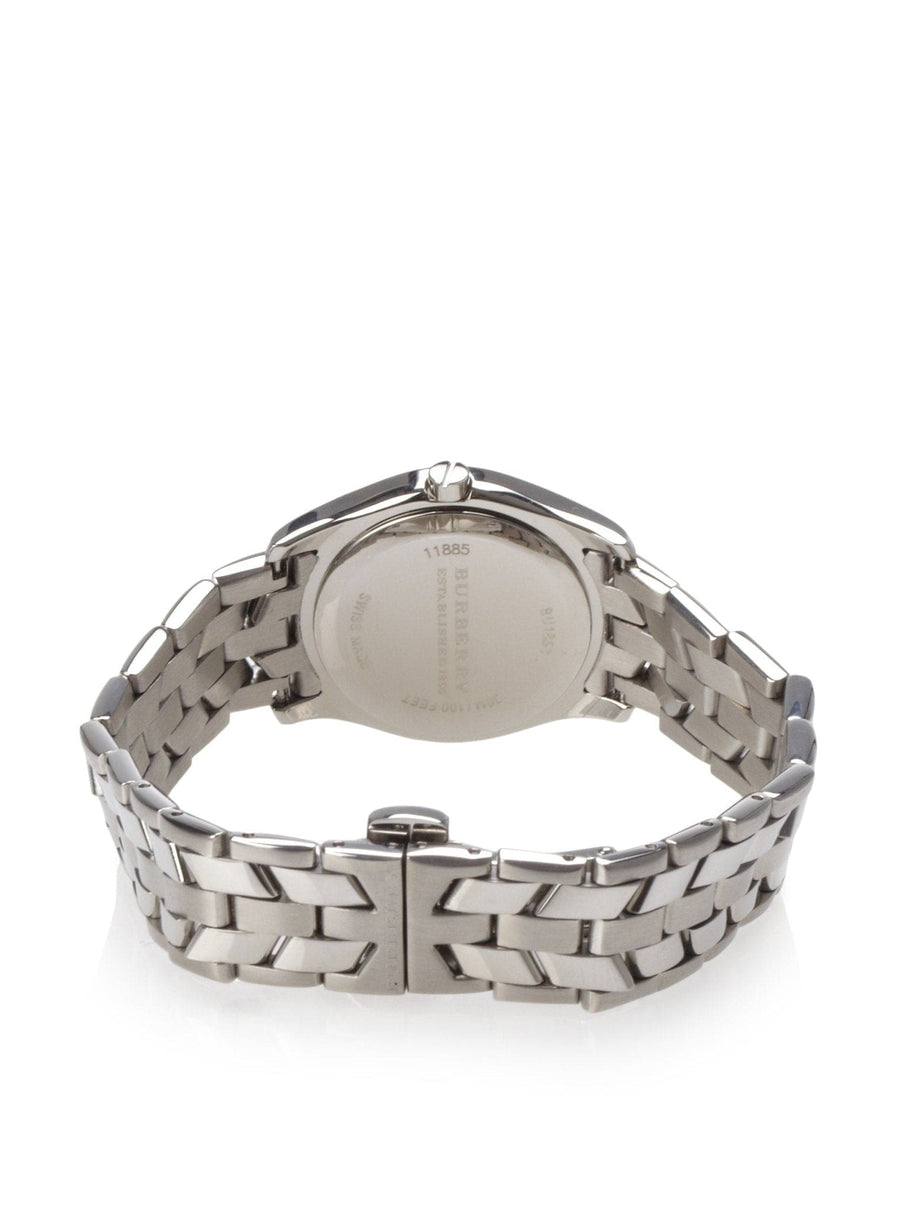 Burberry Heritage Check White Dial Silver Steel Strap Watch for Women - BU1853