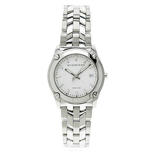 Burberry Heritage Check White Dial Silver Steel Strap Watch for Women - BU1853