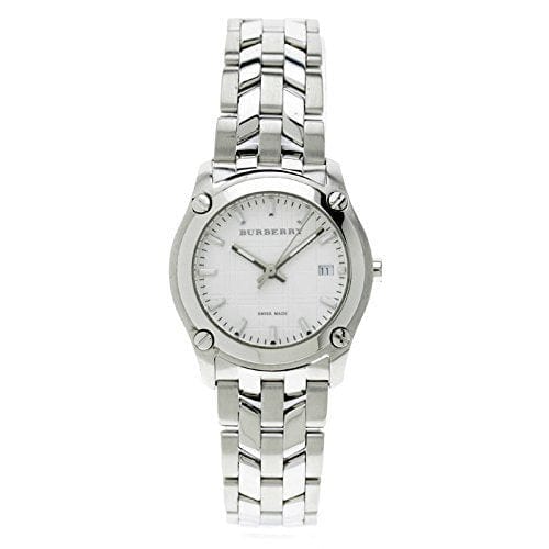 Burberry Heritage Check White Dial Silver Steel Strap Watch for Women - BU1853