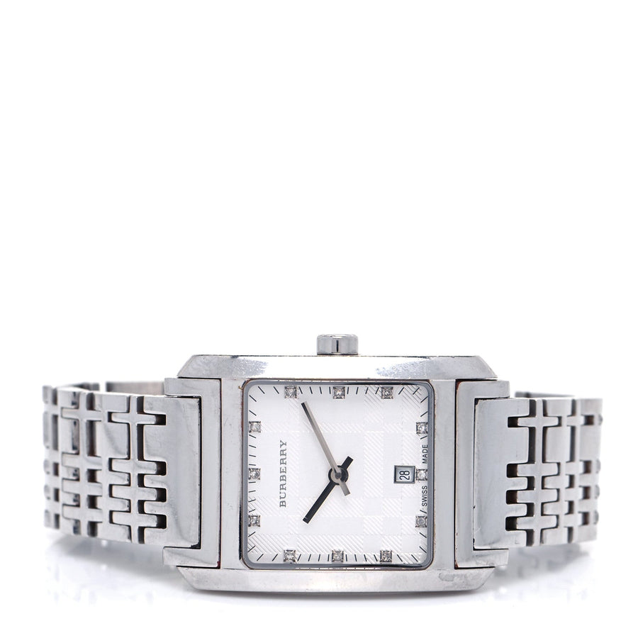 Burberry Heritage Diamond White Dial Silver Stainless Steel Strap Watch for Women - BU1583