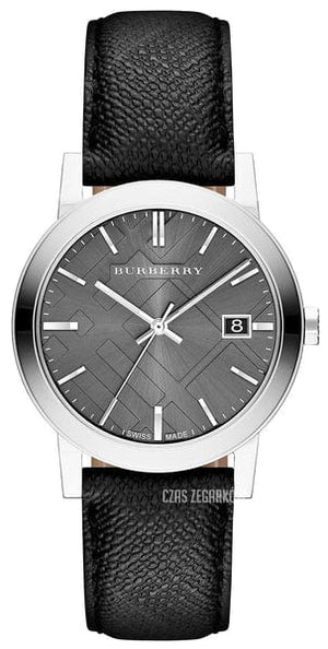 Burberry Heritage Grey Dial Black Leather Strap Watch for Men - BU9024