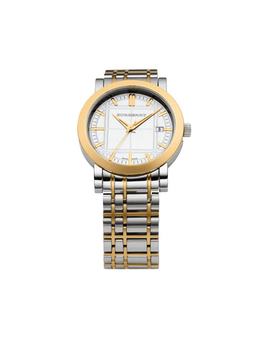 Burberry Heritage White Dial Two Tone Stainless Steel Strap Watch for Men - BU1358