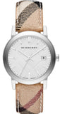 Burberry The City Nova Silver Dial White Leather Strap Watch for Women - BU9022