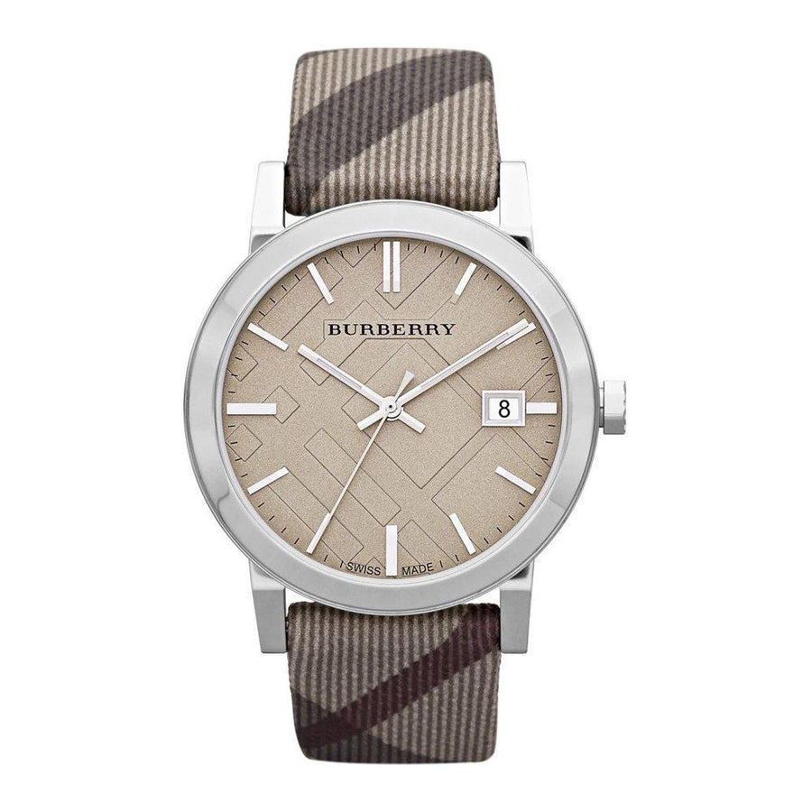 Burberry The City Nova Beige Dial Grey Leather Strap Watch for Women - BU9023