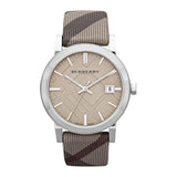 Burberry The City Nova Beige Dial Grey Leather Strap Watch for Women - BU9023