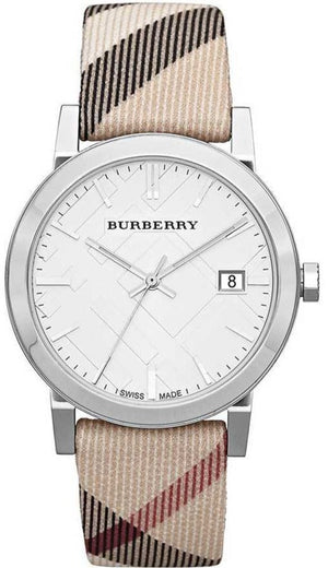 Burberry The City White Dial Brown Leather Strap Watch for Women - BU9113