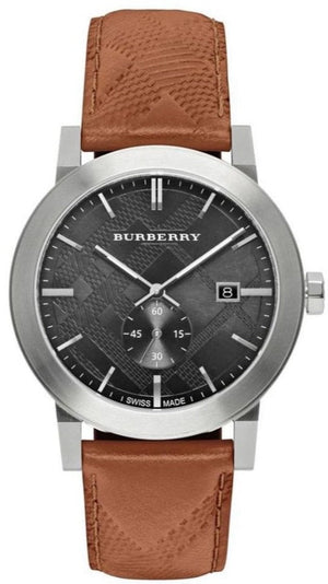 Burberry The City Black Dial Brown Leather Strap Watch for Men - BU9905