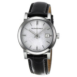 Burberry The City Silver Dial Black Leather Strap Watch for Women - BU9106