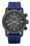 Burberry Sports Chronograph Black Dial Blue Rubber Strap Watch for Men - BU7714