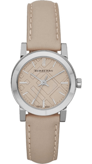 Burberry The City Beige Dial Beige Leather Strap Watch for Women - BU9207
