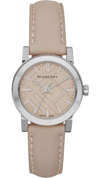 Burberry The City Beige Dial Beige Leather Strap Watch for Women - BU9207